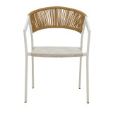 Fotel alumini Glisten pakoworld i palosshëm kornizë e bardhë-tekstil rattan natyral 56x62x77cm