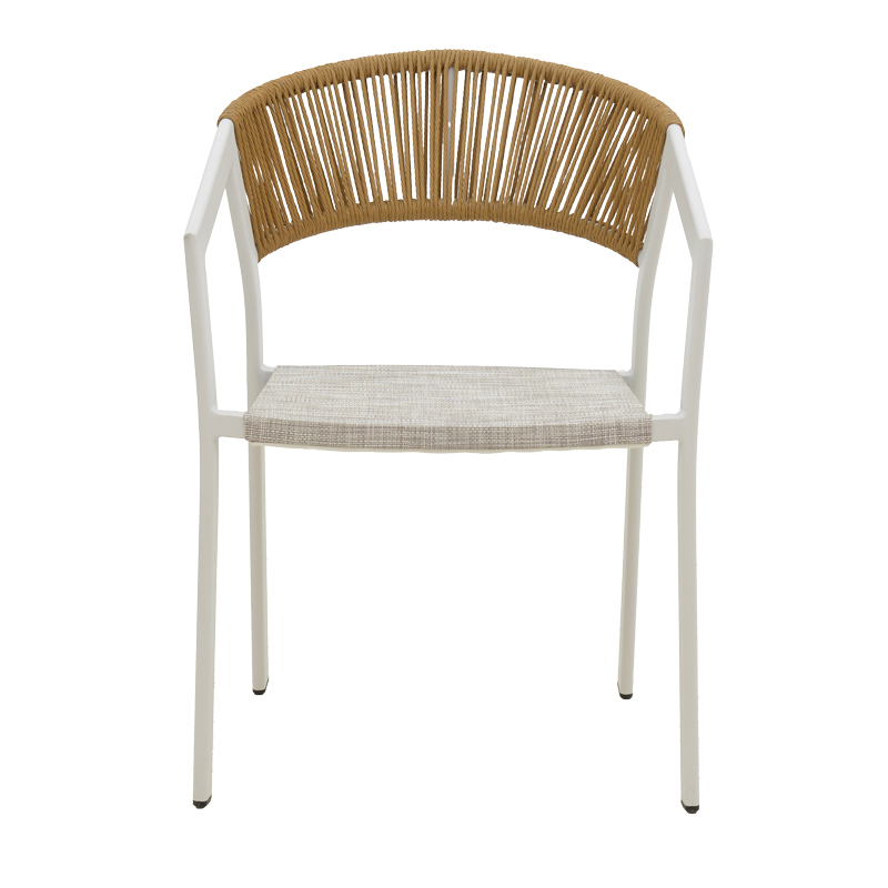 Fotel alumini Glisten pakoworld i palosshëm kornizë e bardhë-tekstil rattan natyral 56x62x77cm