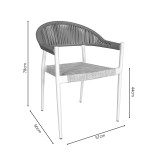 Fotel alumini Elation pakoworld i palosshëm kornizë antracit-tekstil antracit rattan 56x52x76cm