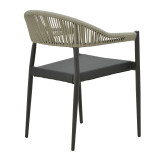 Fotel alumini Elation pakoworld i palosshëm kornizë antracit-tekstil antracit rattan 56x52x76cm