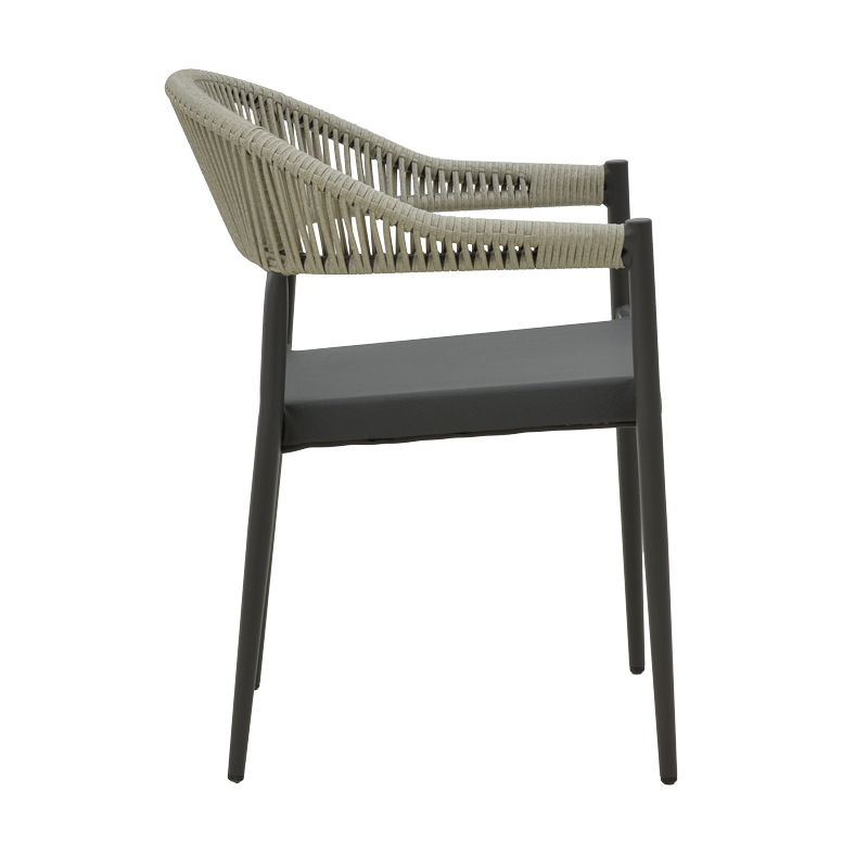 Fotel alumini Elation pakoworld i palosshëm kornizë antracit-tekstil antracit rattan 56x52x76cm