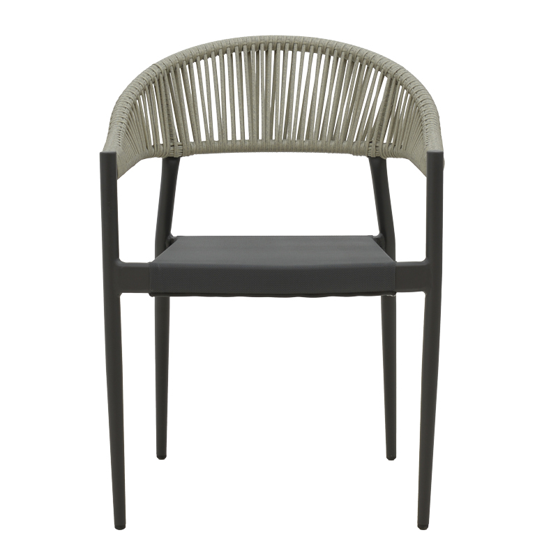Fotel alumini Elation pakoworld i palosshëm kornizë antracit-tekstil antracit rattan 56x52x76cm