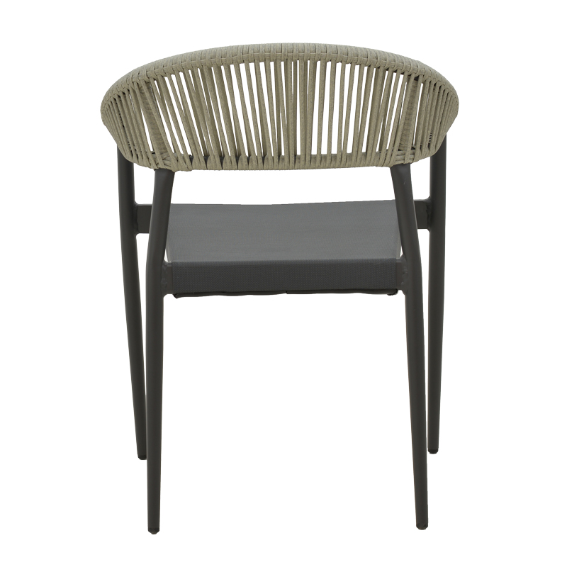 Fotel alumini Elation pakoworld i palosshëm kornizë antracit-tekstil antracit rattan 56x52x76cm