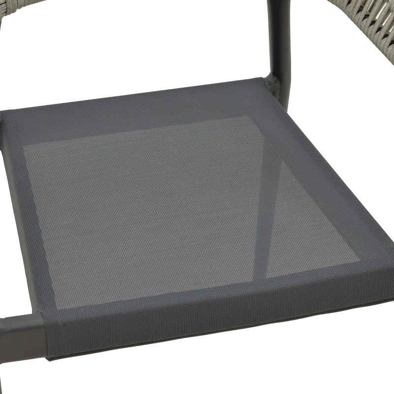 Fotel alumini Elation pakoworld i palosshëm kornizë antracit-tekstil antracit rattan 56x52x76cm