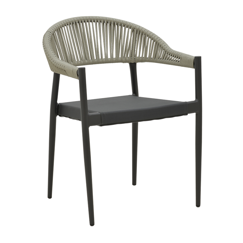 Fotel alumini Elation pakoworld i palosshëm kornizë antracit-tekstil antracit rattan 56x52x76cm
