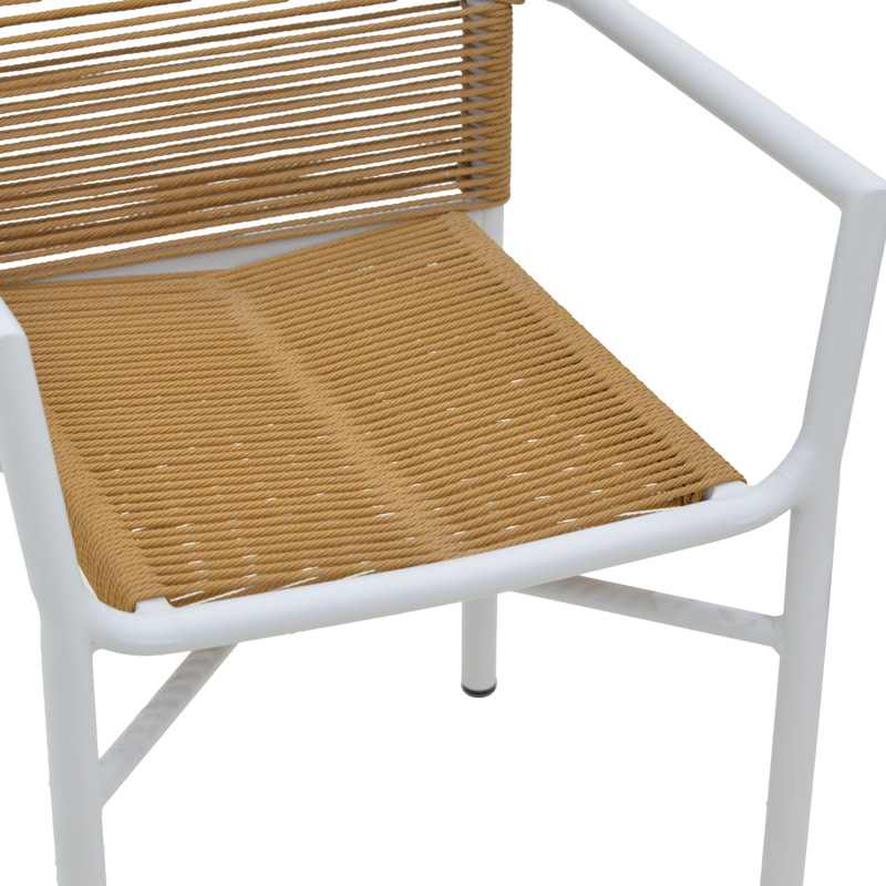 Fotel alumini Clutch pakoworld i palosshëm me kornizë të bardhë-rattan natyral 55x56x80cm