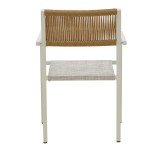 Karrige alumini Savor pakoworld e palosshme kornizë e bardhë-textilene rattan natyral 55x58x83cm