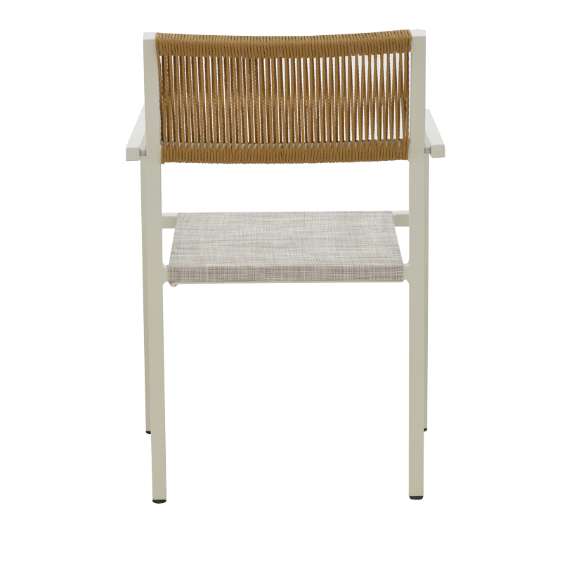 Karrige alumini Savor pakoworld e palosshme kornizë e bardhë-textilene rattan natyral 55x58x83cm