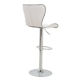 Stol bar Jorine pakoworld me lartësi të rregullueshme PU e bardhë-bazë kromi 53x44x114cm