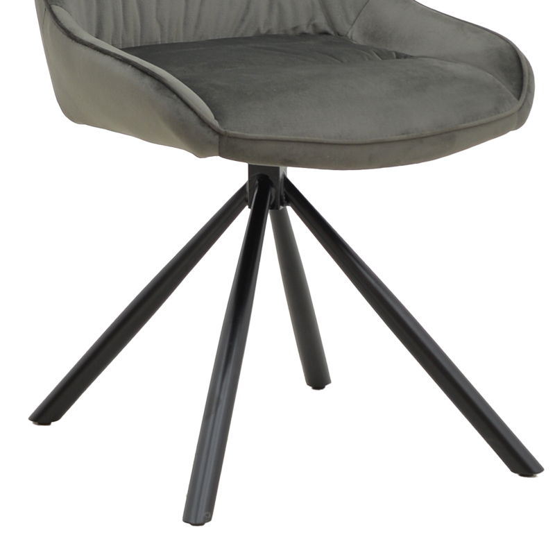 Karrige Wori pakoworld kadife gri e errët-metal këmbë e zezë 48x56x82cm