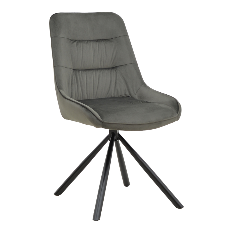Karrige Wori pakoworld kadife gri e errët-metal këmbë e zezë 48x56x82cm