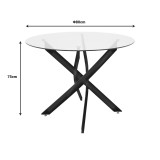 Tavolinë Antoro pakoworld xham dhe këmbë metalike në nuancë kromi D80x75cm