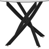 Tavolinë Antoro pakoworld xham dhe këmbë metalike në nuancë të zezë D100x75cm