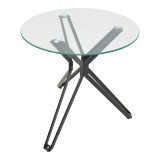 Tavolinë Dezous pakoworld xham-këmbë metalike të zeza D70x75cm