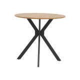 Tavolinë Xuson pakoworld mdf natyral-këmbë metalike të zeza D80x75cm