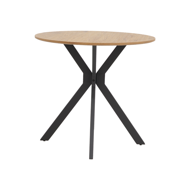 Tavolinë Xuson pakoworld mdf natyral-këmbë metalike të zeza D80x75cm