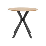 Tavolinë Xuson pakoworld mdf natyral-këmbë metalike të zeza D80x75cm