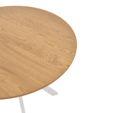 Tavolinë Xuson pakoworld mdf natyral-këmbë metalike të bardha D80x75cm