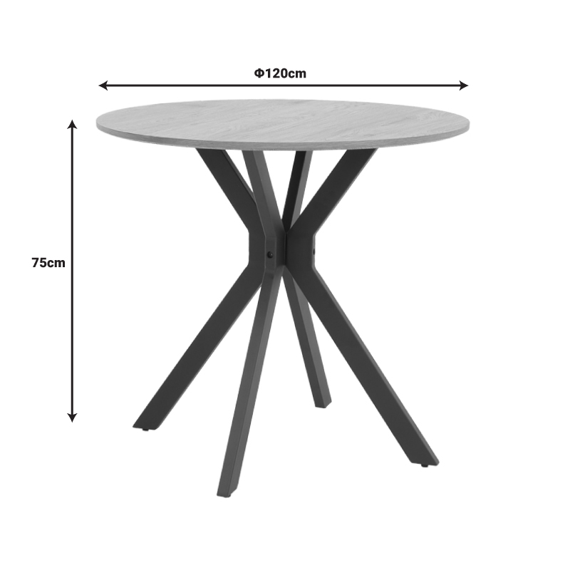 Tavolinë Xuson pakoworld lmdf natyrale-këmbë metalike të zeza D120x75cm