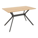 Tavolinë Nerelis pakoworld mdf natyral dhe këmbë metalike të zezë 120x70x75cm