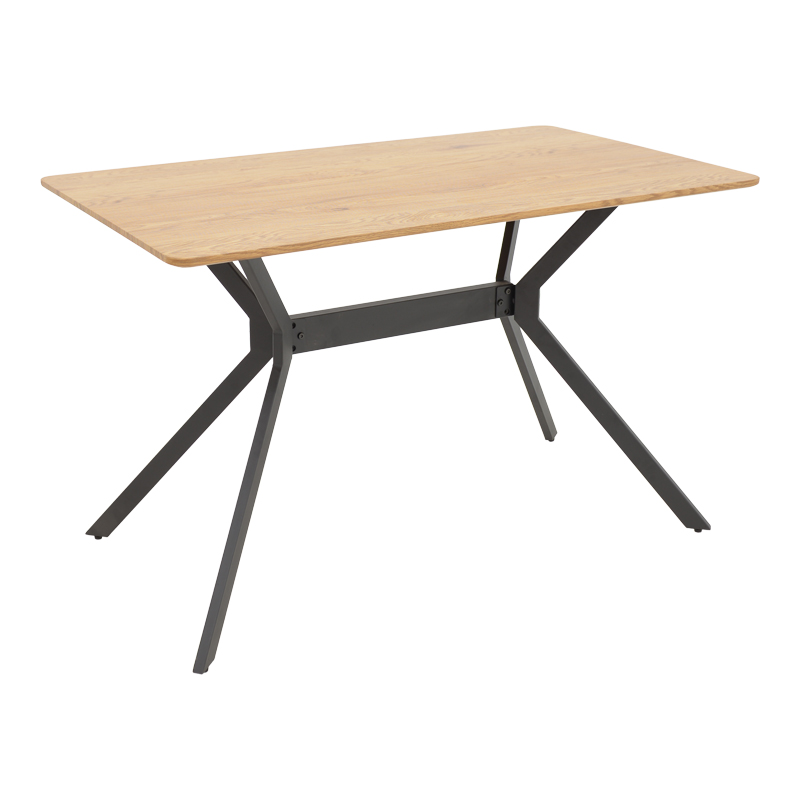 Tavolinë Nerelis pakoworld mdf natyral dhe këmbë metalike të zezë 120x70x75cm