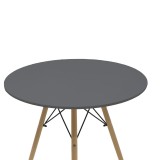 Tavolinë ngrënieje Julita pakoworld sipërfaqe MDF e zezë-këmbë me ngjyrë natyrale D80x73cm