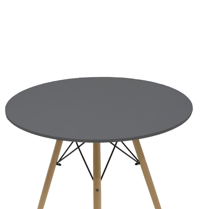Tavolinë ngrënieje Julita pakoworld sipërfaqe MDF e zezë-këmbë me ngjyrë natyrale D80x73cm