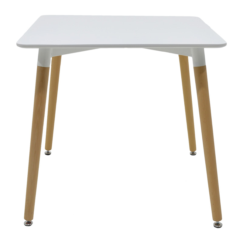 Tavolinë ngrënieje Natali pakoworld sipërfaqe MDF e bardhë-këmbë me ngjyrë natyrale 80x80x76cm