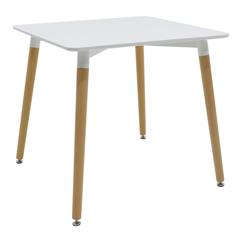Tavolinë ngrënieje Natali pakoworld sipërfaqe MDF e bardhë-këmbë me ngjyrë natyrale 80x80x76cm