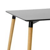 Tavolinë ngrënieje Natali pakoworld me sipërfaqe MDF të zezë-këmbë natyrale 80x80x76cm