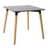 Tavolinë ngrënieje Natali pakoworld me sipërfaqe MDF të zezë-këmbë natyrale 80x80x76cm