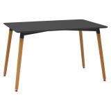 Tavolinë ngrënieje Natali MDF sipërfaqe e zezë-këmbë natyrale 120x80x76cm