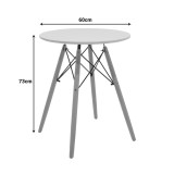 Tavolinë Julita pakoworld MDF e bardhë dhe dru ahu natyral D60x73cm
