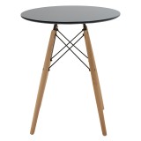 Tavolinë Julita pakoworld mdf e zezë dhe dru ahu natyral D60x73cm