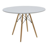 Tavolinë Julita pakoworld MDF e bardhë dhe dru ahu natyral D120x73cm
