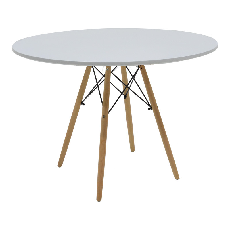 Tavolinë Julita pakoworld MDF e bardhë dhe dru ahu natyral D120x73cm