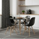 Tavolinë Julita pakoworld MDF e zezë dhe dru ahu natyral D120x73cm
