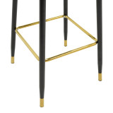 Stol bari me lartësi mesatare Casenio pakoworld kadife bezhë-këmbë e zezë me metal të artë 48x50x107cm