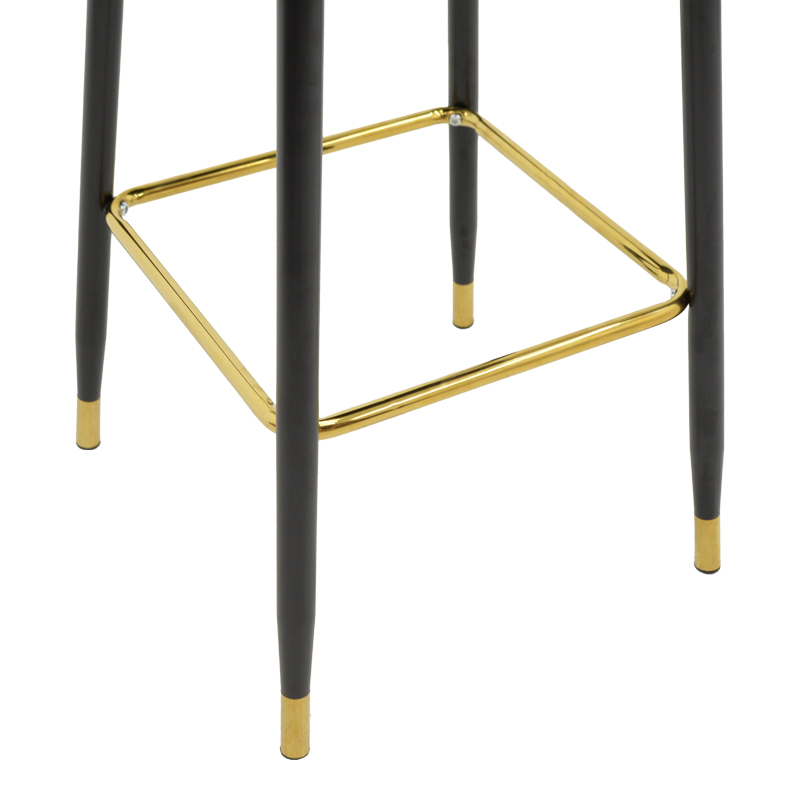 Stol bari me lartësi mesatare Casenio pakoworld, kadife ngjyrë molle e kalbur-këmbë e zezë me metal të artë 48x50x107cm