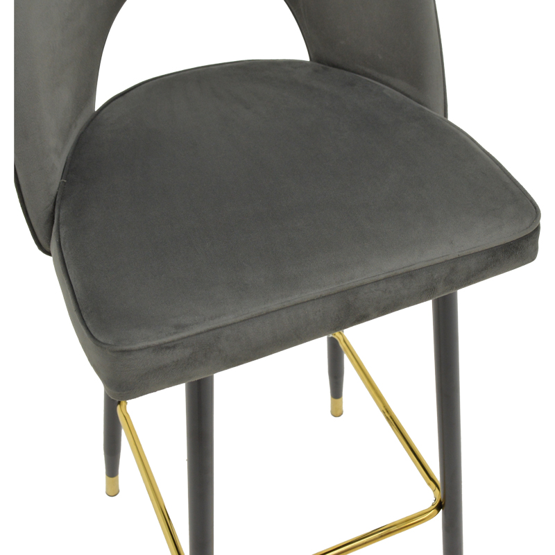 Stol bari me lartësi mesatare Casenio pakoworld kadife antracit-këmbë e zezë me metal të artë 48x50x107cm