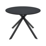 Tavolinë Xuson pakoworld mdf e zezë-këmbë metalike të zeza D80x75cm