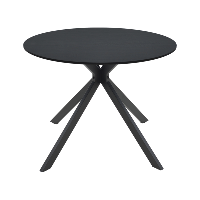 Tavolinë Xuson pakoworld mdf e zezë-këmbë metalike të zeza D80x75cm