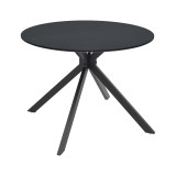 Tavolinë Xuson pakoworld mdf e zezë-këmbë metalike të zeza D80x75cm