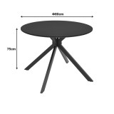Tavolinë Xuson pakoworld mdf e zezë-këmbë metalike të zeza D80x75cm