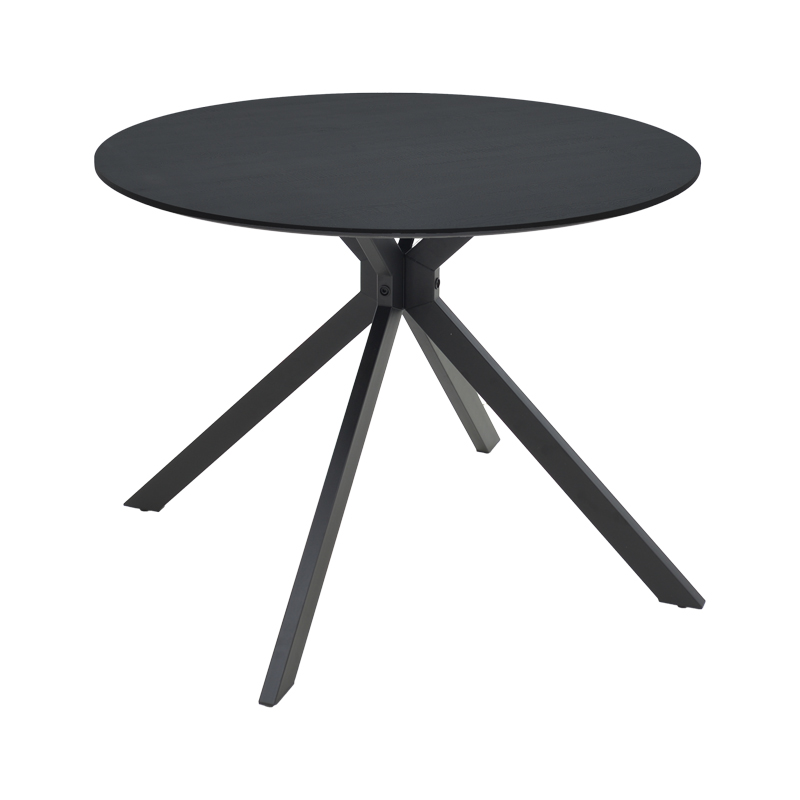Tavolinë Xuson pakoworld mdf e zezë-këmbë metalike të zeza D80x75cm