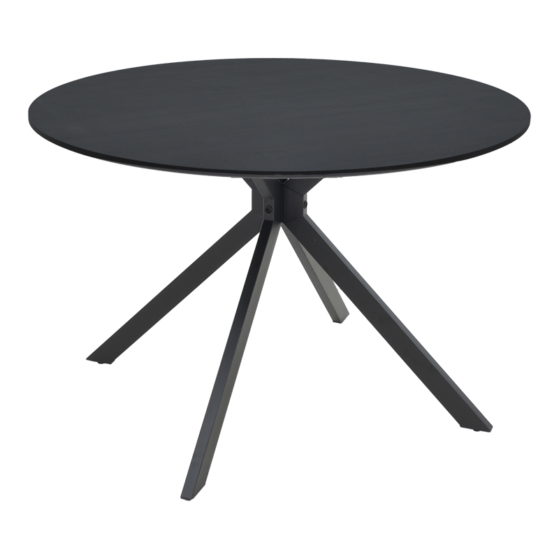 Tavolinë Xuson pakoworld mdf i zi dhe këmbë metalike D120x75cm