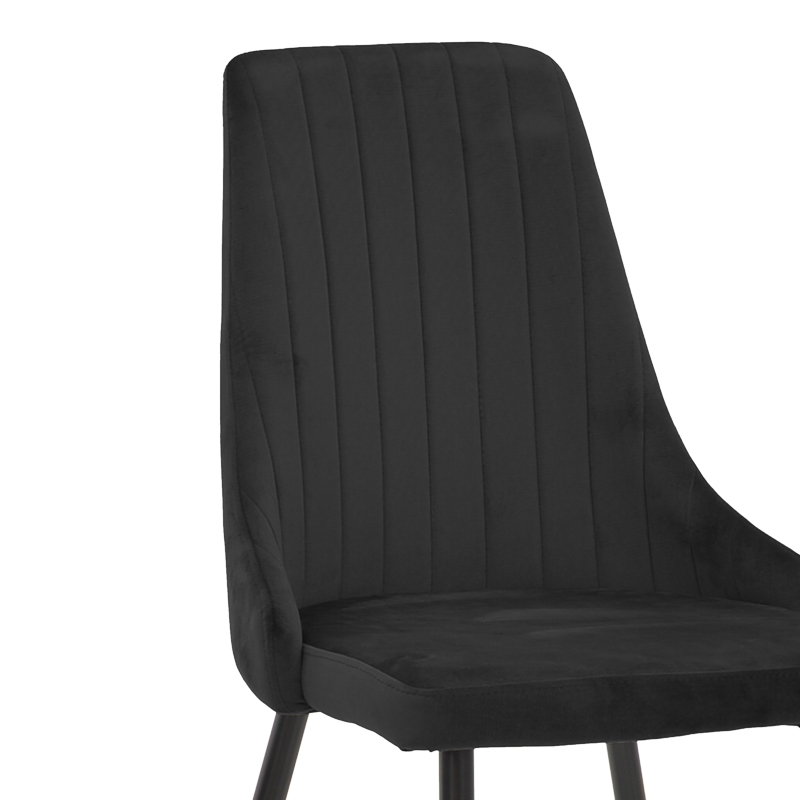 Karrige Azori pakoworld kadife e zezë-këmbë metalike e zezë 49x55x85cm