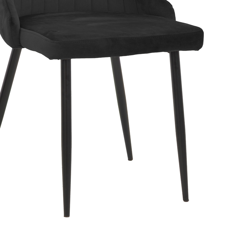 Karrige Azori pakoworld kadife e zezë-këmbë metalike e zezë 49x55x85cm