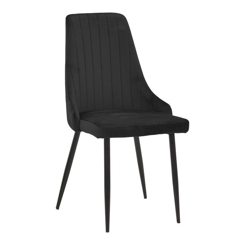 Karrige Azori pakoworld kadife e zezë-këmbë metalike e zezë 49x55x85cm