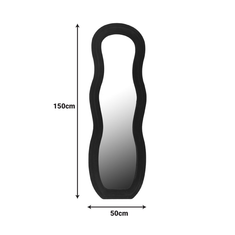 Pasqyrë Glinde Inart kadife në ngjyrë të zezë 90x3.5x150cm